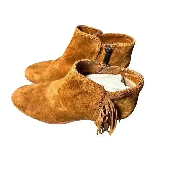 Sam Edelman Women's Paige Ankle Booties Size 4 M Fringe Brown Suede Western - Picture 2 of 9